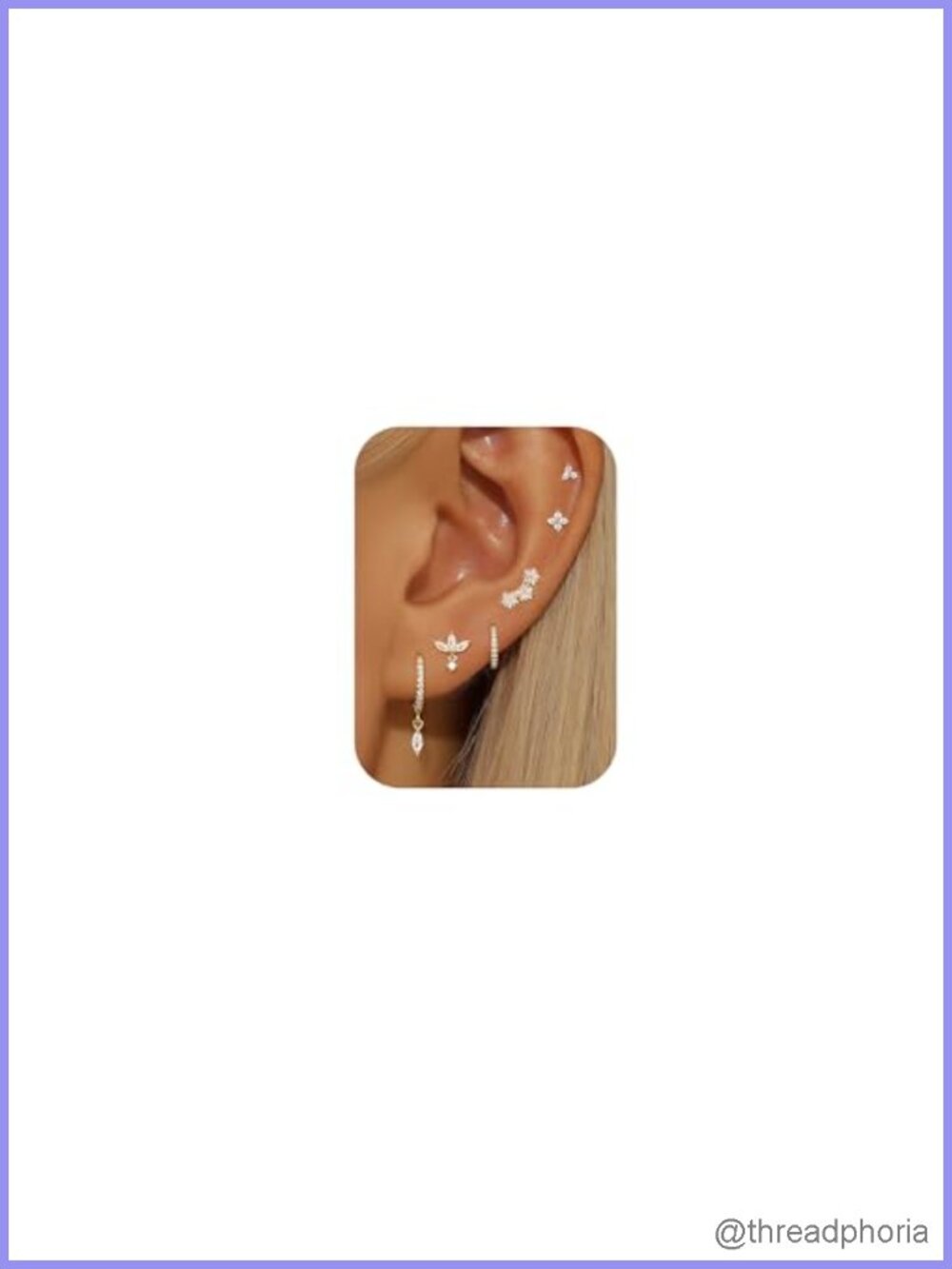 14K Gold Plated Dainty Stud Hoop Earrings 6 Pairs Hypoallergenic Flat Back